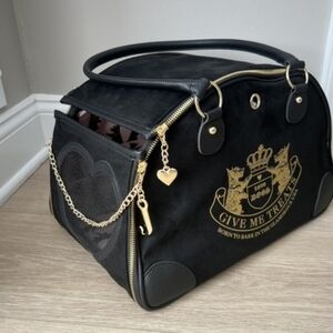 NWT Juicy Couture Pet Carrier Black & Pink Travel Bag for Small Dog & Cat.